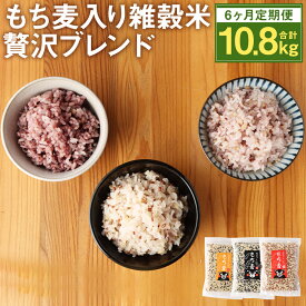 【ふるさと納税】【6ヶ月定期便】もち麦入り雑穀米 贅沢ブレンド 600g×3種類×6回お届け 合計10.8kg 各1袋 熊本県菊池産 残留農薬不検出 真空パック 便利なチャック付 お米 もち麦 雑穀米 セット 九州産 熊本県産 菊池市産 送料無料