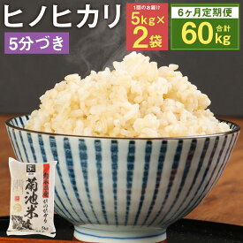 【ふるさと納税】【6ヶ月定期便】熊本県菊池産 ヒノヒカリ 5kg×2袋×6回 合計60kg 6回お届け 5分づき米 お米 分づき米 九州産 熊本県産 送料無料