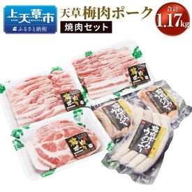 【ふるさと納税】天草梅肉ポーク 焼肉セット 合計1.17kg 熊本県産 上天草産 九州産 梅肉 豚肉 バラ肉 ロース ウィンナー 焼肉 冷凍 送料無料