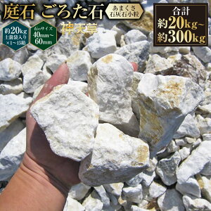 【ふるさと納税】<選べる容量> 庭石 ごろた石 あまくさ石灰石 小粒 (40mm〜60mm) (約20kg (1箱) / 約60kg (約20kg × 3箱 ) / 約100kg (約20kg × 5箱) / 約300kg (約20kg × 15箱) ) / 庭 石