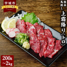 【ふるさと納税】 熊本 馬刺し 上霜降り（トロ）200g～2kg 50g小分け 小袋たれ 小袋生姜付き 馬刺 ばさし 馬肉 ばにく 霜降り 霜降 トロ とろ 桜肉 馬 小分け お取り寄せグルメ 熊本名物 冷凍 送料無料