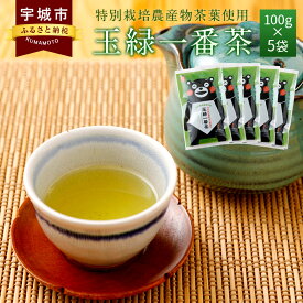 【ふるさと納税】くまモン 玉緑一番茶 100g×5袋セット 緑茶 日本茶 一番茶 農薬を使わず栽培した茶葉 送料無料
