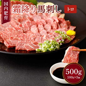 【ふるさと納税】【国内肥育】霜降り 馬刺し トロ 500g 100g×5個 醤油・生姜付き 馬肉 霜降り お肉 肉 真空パック 小分け 冷凍 熊本県 宇城市 送料無料 くまもと食彩の力