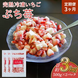【ふるさと納税】【定期便3ヶ月】完熟 冷凍 いちご ぷち苺 500g×2パック 園村苺園 定期便 1回あたり 合計1kg 3回定期便 合計3kg 3ヶ月 連続 イチゴ 苺 さちのか フルーツ 果物 デザート パック 急速冷凍 贈答品 贈り物 のし対応 国産 九州産 熊本県産 宇城市産 送料無料