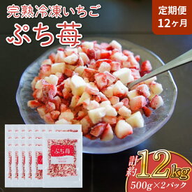 【ふるさと納税】【定期便12ヶ月】完熟 冷凍 いちご ぷち苺 500g×2パック 園村苺園 定期便 1回あたり 合計1kg 12回定期便 合計12kg 12ヶ月 連続 イチゴ 苺 さちのか フルーツ 果物 デザート パック 急速冷凍 贈答品 贈り物 のし対応 国産 九州産 熊本県産 宇城市産