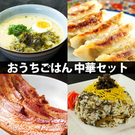 【ふるさと納税】ベーコン 高菜 おうちごはん ふるさと納税 中華料理セット 詰め合わせ ラーメン 2食入×2個 たかなめしの素 ベーコン 手作りギョーザ 定食セット お取り寄せ コロナ 時短調理 豪華 晩酌 朝ご飯 晩御飯 熊本県 阿蘇市