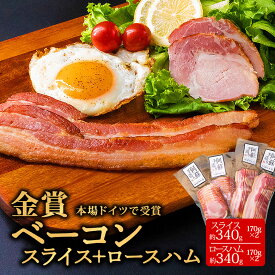 【ふるさと納税】ベーコン ひばり工房 ベーコンスライス スライス ふるさと納税 ベーコン ひばり工房 豚肉 ベーコン ベーコンスライス ロースハム ハム 阿蘇 スライス 170×2 170g×2 680g 小分け 朝食 朝ごはん 晩酌 おつまみ 熊本県 阿蘇市
