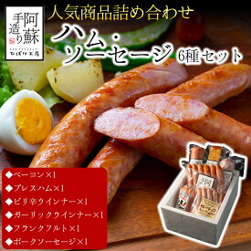 【ふるさと納税】人気 6種類詰め合わせセット ベーコン ウインナーソーセージ プレスハム ポークソーセージ ガーリックウインナー ピリ辛ウインナー ひばり工房 おつまみ 豚肉 ふるさと納税 惣菜 小分け 手造り お取り寄せ 豪華 贅沢 贈答品 朝食 熊本県 阿蘇市