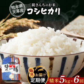 【ふるさと納税】米 定期便 連続 6ヵ月 5kg 計30kg コシヒカリ 天草産 精米 単一原料米 ツヤ 粘り 香り 甘み バランス お米 ご飯 おにぎり 弁当 バーベキュー おむすび 農家 こだわり 収穫したて 国産 食品 お取り寄せ 九州 熊本県 天草市 送料無料