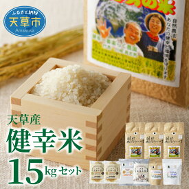 【ふるさと納税】 令和5年産 健幸米 セット 精米 5kg 3袋 コシヒカリ 焙煎玄米めん 玄米麺 グルテンフリー 玄米ポンせん 赤米 黒米 玄米 スティック 焙煎米粉 焙煎玄米粉 自然栽培米 単一原料米 熊本県 天草 送料無料