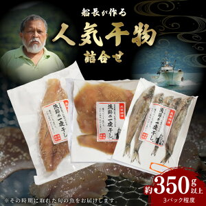 【ふるさと納税】干物 天草産魚 天日干し 一夜干し 厳選 獲れたて 旬 約 350g 以上 3種類 セット 詰め合わせ 天草灘 船長 自然の恵み 海の幸 魚介 海産物 新鮮 冷凍 食品 グルメ 熊本県 天草市