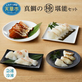 【ふるさと納税】鯛 真鯛 極み セット 刺身 炙り 漬け 昆布締め 薬味付 4種 真空 急速凍結 脂乗り 旨味 魚 魚介類 食品 熊本 天草 お取り寄せ お取り寄せグルメ 食べ物 ごはんのおとも おかず 冷凍 送料無料