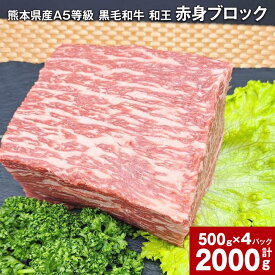 【ふるさと納税】熊本県産 A5等級 黒毛和牛 和王 赤身ブロック 計2,000g 約500g×4パック 肉 お肉 牛肉 牛 和牛 赤身 赤身肉 ブロック肉 ソトヒラ ウチヒラ モモ もも肉 赤身 熊本県 冷凍 パック 真空パック 合志市 送料無料