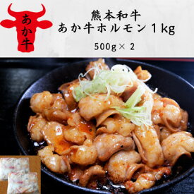 【ふるさと納税】熊本和牛あか牛ホルモン1kg(500g×2)(美里町)【配送不可地域：離島】【1542401】