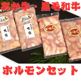 【ふるさと納税】熊本県産　黒毛和牛(丸腸)200g×2個・あか牛(小腸)200g×2個　ホルモン計800g(美里町)【配送不可地域：離島】【1555107】