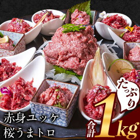 【ふるさと納税】赤身ユッケ桜うまトロセット 計1kg 1000g ユッケ 桜うまトロ(ネギトロ) 馬肉 冷凍 《60日以内に出荷予定(土日祝除く)》 新鮮 さばきたて 真空パック 肉 熊本県玉東町 馬刺し おつまみ