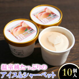 【ふるさと納税】 温室桃たっぷりのアイス&シャーベット10個《30日以内に出荷予定(土日祝除く)》 冷凍発送 加温栽培 高糖度 ハウス 桃 ジューシー はなよめ 安心 安全 送料無料