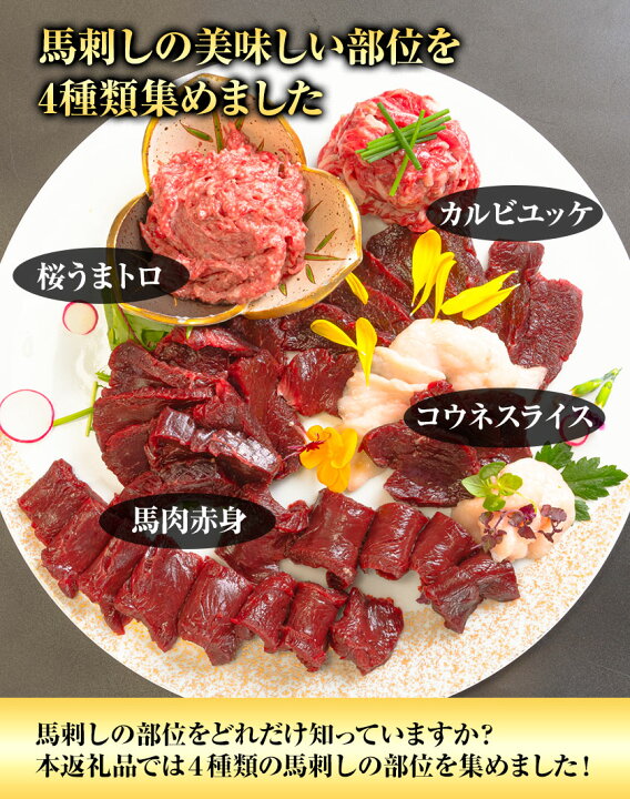 楽天市場】【ふるさと納税】馬刺し復興福袋4種セット 馬肉 冷凍 株式 
