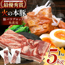 【ふるさと納税】火の本豚 豚バラ ブロック 角煮用 1kg 3kg 5kg | 熊本県 和水町 くまもと なごみまち 火の本豚 ブランド肉 地域ブランド 冷凍 1000g 3000g 5000g 1.0kg 3.0kg 5.0kg 500g 小分け 単品 単発 豚肉 国産