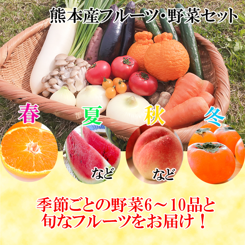 旬の味覚セット 季節のフルーツ 熊本の新鮮お野菜 6～10品目 詰め合わせ ふるさと納税 国産 野菜 物品 和水町 お任せ フルーツ 定価の67％ＯＦＦ 熊本県