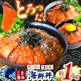 【ふるさと納税】 海鮮丼 まぐろ サーモン ごま醤油 選べる 種類 約 1kg | 熊本県 和水町 くまもと なごみ 魚 海鮮 肥後 海鮮丼 スライス 冷凍 漬け さかな 漬け丼 小分け 数量限定 人気 熊本県 人気 海産物 水産加工 鮪