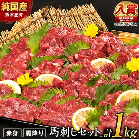【ふるさと納税】馬刺し1kg 赤身馬刺し900g＋霜降り馬刺し100g【純国産熊本肥育】 たっぷりタレ(5ml×10袋) 付き 桜肉 生食 冷凍《30日以内に出荷予定(土日祝除く)》送料無料 訳あり