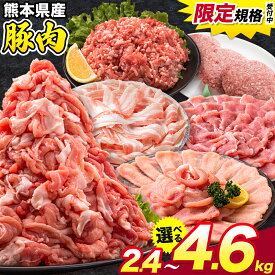 【ふるさと納税】【年末大感謝祭】＼限定寄附額／ 豚肉 うまか ポーク バラエティ セット 2.4kg 4.6kg 豚肉 しゃぶしゃぶ 切り落とし 豚ロース バラ 豚バラ スライス 以上 定期便 真空 不揃い 数量限定 簡易包装 冷凍配送 小分け 《出荷時期をお選びください》 豚肉