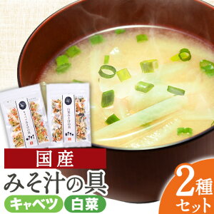 【ふるさと納税】 国産 乾燥野菜 みそ汁 2種セット 合計2袋 4袋 キャベツ 白菜 吉良食品 《30日以内に出荷予定(土日祝除く)》 熊本県 大津町 野菜 乾燥野菜 味噌汁 みそ汁 時短 簡単 便利