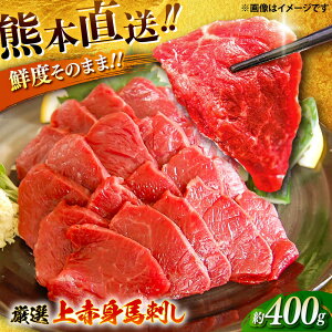 【ふるさと納税】厳選上赤身馬刺し 約400g 醤油 生姜付き 馬肉 馬刺し 厳選 上赤身 赤身 400グラム 4人前 熊本県 特産品 熊本 送料無料 冷凍 専用醤油付き 薬味付き 生姜 専用タレ付き ブロック