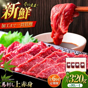 【ふるさと納税】【全6回定期便】フジチク ふじ 馬刺し 上赤身 4個 セット 計約320g / 専用醤油付き 生姜付き おすすめ 熊本県 熊本 馬刺 赤身 国産 ふじ馬刺し 赤身馬刺し 冷凍 送料無料【株