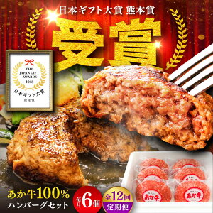 【ふるさと納税】【全12回定期便】【限定数量】熊本和牛あか牛ハンバーグセット 約120g×6個 / ハンバーグ あかうし あか牛 たっぷり 赤牛 肉 大賞 100% にく niku ブランド 旨み 熊本県 菊陽町