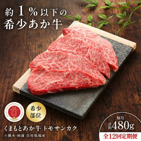 【ふるさと納税】【全12回定期便】【GI認証】くまもとあか牛トモサンカク 約120g×4枚 / 菊陽町 あかうし 熊本県 肉 にく niku ブランド 旨み くまもとあか牛 和牛 自社牧場 直接 最高 牛 牛肉 ぎゅうにく ぎゅう肉 冷凍 国産 【有限会社 三協畜産】[BHAS080]