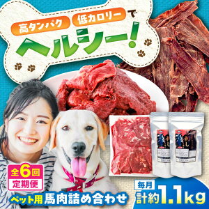 【ふるさと納税】【全6回定期便】詰め合わせ 国内加工 ペット用 馬肉 切り落とし 約1kg ペット用 馬刺しジャーキー 約100g(約50g×2) / ペットフード ドッグフード 愛犬 馬肉【五右衛門フーズ】[