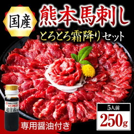 【ふるさと納税】 国産 熊本 馬刺し 霜降り 中トロ 250g 馬 馬肉 馬刺 醤油 数量限定 阿蘇 南小国町 送料無料