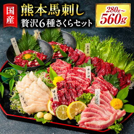 【ふるさと納税】 馬刺し 贅沢6種さくらセット 280g/560g 国産 熊本 専用醤油 たれ付き 肉 絶品 ヘルシー 馬肉 馬刺 肉刺し 上赤身 中トロ たてがみ ユッケ 赤身 熊本肥育 冷凍 生食用 たっぷり 詰め合わせ セット 利他フーズ 阿蘇 南小国町 送料無料