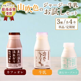 【ふるさと納税】 山吹色のジャージー牛乳 人気3種セット 単品/6ヶ月 3種 12本 飲むヨーグルト 200ml 150ml カフェオレ コーヒー牛乳 詰め合わせ セット 乳製品 飲料 健康 腸活 免疫力 乳酸菌 牛乳グランプリ 最高金賞 ギフト 山のいぶき 熊本 阿蘇 南小国町 定期便