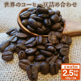 【ふるさと納税】【5ヶ月定期便】世界の コーヒー豆 詰め合わせ 合計2.5kg 500g （100g×5種） コーヒー 珈琲 自家焙煎 飲料 ドリンク 飲み比べ お取り寄せ 熊本県 阿蘇 高森町 送料無料