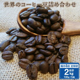 【ふるさと納税】【隔月4回定期便】世界の コーヒー豆 詰め合わせ 合計2kg 500g （100g×5種） コーヒー 珈琲 自家焙煎 飲料 ドリンク 飲み比べ お取り寄せ 熊本県 阿蘇 高森町 送料無料