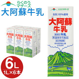 【ふるさと納税】大阿蘇牛乳 1000ml×6本入(1L紙パック) 常温保存可 ロングライフ ミルク らくのうマザーズ 成分無調整牛乳 生乳100%使用 乳飲料 乳性飲料 熊本県産 牛乳 031-007