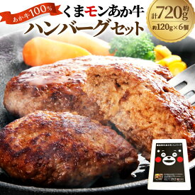 【ふるさと納税】くまモンあか牛ハンバーグセット 計720g（約120g×6個） 牛肉 お肉 和牛 褐毛和種 霜降り 赤身 惣菜 冷凍 熊本県 西原村 送料無料
