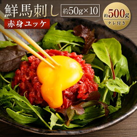 【ふるさと納税】鮮馬刺し 赤身ユッケ 約50g×10個セット 合計 約500g 馬肉 馬刺し 馬刺 熊本馬刺し 赤身 馬刺しのたれ付き 真空パック ヘルシー 冷凍 送料無料