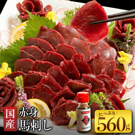 【ふるさと納税】国産赤身馬刺し 約560g 馬刺しのたれ付き 千興ファーム 馬肉 冷凍 《60日以内に出荷予定(土日祝除く)》 新鮮 さばきたて 真空パック SQF ミシュラン 生食用 肉 菅乃屋 熊本県御船町 特産品 数量限定