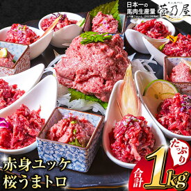 【ふるさと納税】 赤身ユッケ桜うまトロセット 計1kg 1000g ユッケ 桜うまトロ(ネギトロ) 千興ファーム 馬肉 冷凍 《60日以内に出荷予定(土日祝除く)》 新鮮 さばきたて 真空パック 肉 熊本県御船町 馬刺し おつまみ 贈答 ギフト お中元