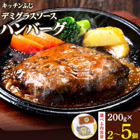 【ふるさと納税】デミグラスソース ハンバーグ 選べる内容量 計400g(200g×2個) 計600g(200g×3個) 計1kg(200g×5個) キッチンふじ 冷凍 《60日以内に出荷予定(土日祝除く)》ジューシー 肉 牛肉 熊本県御船町 惣菜 お弁当 加工食品
