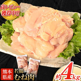 【ふるさと納税】熊本県産 若鶏むね肉 約2kg×2袋 たっぷり大満足！計4kg！《30日以内に順次出荷(土日祝除く)》
