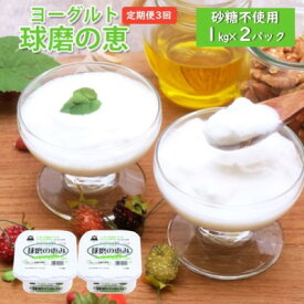 【ふるさと納税】定期便3回 球磨の恵ヨーグルト 1kg×2パック（砂糖不使用）【配送不可：沖縄、離島】 乳製品 発酵食品 朝食 間食 新鮮 生乳 とろ～り もっちり 酸味がない 無糖 2個セット 3回お届け 大容量