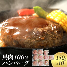 【ふるさと納税】ハンバーグ 馬肉 100% 150g×10個 肉 馬 ひき肉 挽肉　【錦町】