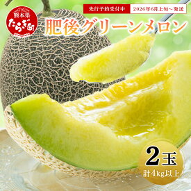 【ふるさと納税】＼2026年発送分 先行予約／ 肥後グリーンメロン 2玉 合計4kg以上 -令和8年6月上旬～順次発送- 熊本県 多良木町産 果物 フルーツ グリーンメロン 先行予約 4キロ 新着 青肉 期間限定 数量限定 熊本県 多良木町 送料無料