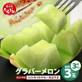 【ふるさと納税】2026年発送分 先行予約 グラバー メロン 3玉 （合計約3kg）2026年4月中旬～発送 メロン 果物 フルーツ 熊本県産 熊本県 多良木町 甘い サクサク さわやか 香り 大好評 希少 送料無料