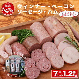 【ふるさと納税】ギフト お中元 手作り ハム ベーコン ウインナー ソーセージ 鹿肉ソーセージ 猪肉ソーセージ 7点セット 合計 約1.2kg 詰め合わせ ポークウインナー ポークソーセージ ジビエ 簡単調理 お肉 シカ肉 イノシシ肉 惣菜 BBQ お中元 ギフト 贈答用 贈り物 送料無料